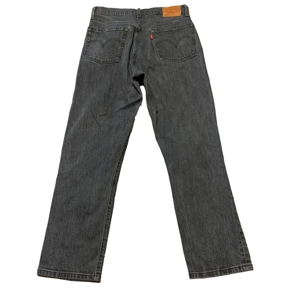 Levi's 501 Original Black‎ Cropped Studded Rhinestone Jeans Black Size 26 - Picture 3 of 12